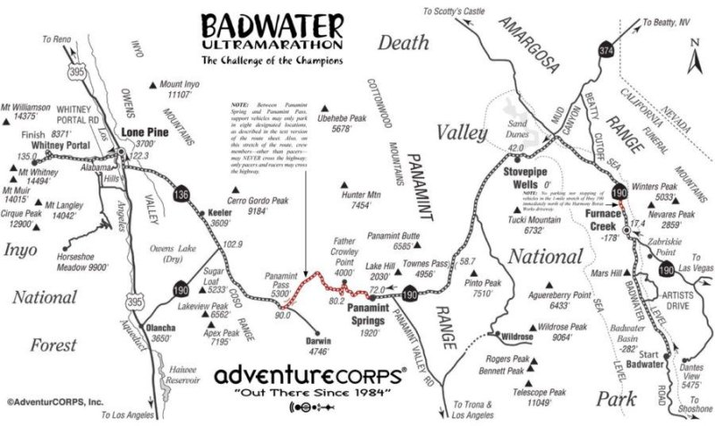 badwater routemap